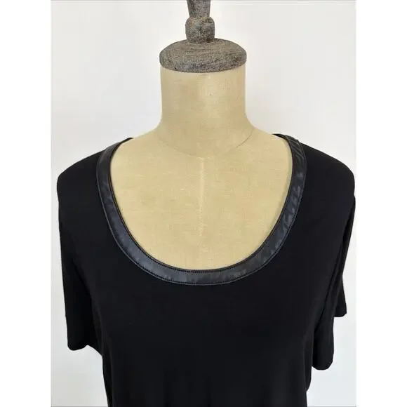 NWT Another Love Black Short Sleeve Faux Leather Trim #0633 Size XS - Picture 5 of 7